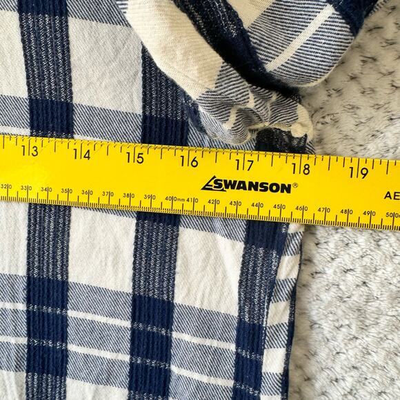 Soft Surroundings Top XS Blue White Plaid Huntleigh Button Down 3/4 Sleeves - Picture 8 of 11